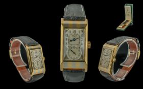 Rolex. A fine 18K striped white and yellow gold manual wind rectangular wristwatch Model: Prince '