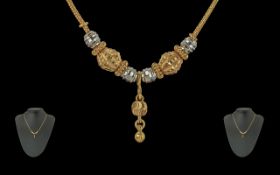 A Stunning 22ct Two Tone Gold Necklace of Pleasing Form / Design. Stamped 916 22ct Gold, Excellent