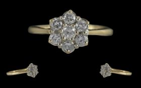 Ladies Attractive 18ct Gold Diamond Set Cluster Ring, marked to interior of shank,