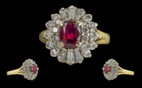 Ladies - Pleasing Quality 18ct Gold Diamond and Ruby Set Dress Ring. Marked 750 - 18ct to Interior