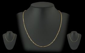 A Fine Quality 9ct Gold Box Chain Designed Necklace / Chain. Marked 9.375. Lobster Claw Clasp (