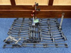 Box of Antique Train Track, signals, etc