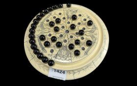 Boxed Set of Checkers, cream circular ba