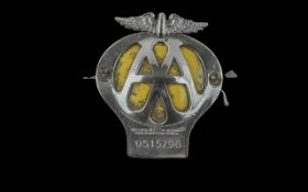 Vintage AA Badge, No. 0515796. Chrome a
