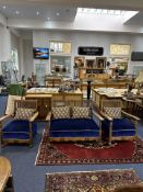 Early 20th Century Three Piece Bergere Suite, cane backs, cushion seats with back cushions,