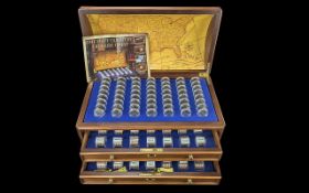 The Danbury Mint Complete Collection 'The State Quarters Treasure Chest' Wooden domed chest with