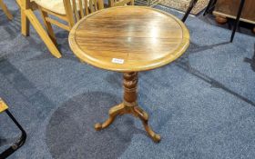 Mahogany Tripod Table, circular top, turned supports.