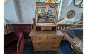 Late 19/20th Century Golden Oak Dressing Table, two short over three long drawers,