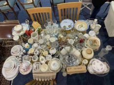 Quantity of Assorted Pottery, Porcelain & Glass, including assorted plates, ceramic tea caddy,