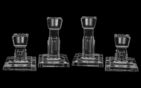 Waterford ( 2 ) Pairs of Candlesticks With Square Tiered Bases. All Stamped for Waterford. Approx