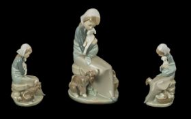 Lladro Porcelain Hand Painted Figure ' Devotion ' Model No 1278, Issued 1974 - 1990. Height 9 Inches