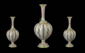 Royal Worcester Hand Painted - Persian Style Vase, Dated 1902, Shape No 1850. 11.5 Inches - 28.75 cm