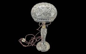 1930s Cut Glass Mushroom Lamp, large size, height 20''.