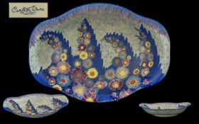 Carlton Ware Hand Painted 1930's Bowl ' Garden ' Design / Pattern In Painted Enamels, Pattern No