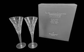 Waterford Crystal Millennium Collection 'A Toast to the Year 2000' set of two Toasting Flutes. In