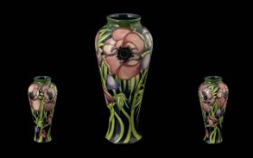 Moorcroft Modern Tubelined Vase ' Poppies ' Design, Date 2002. Height 8.25 Inches - 20.75 cms.