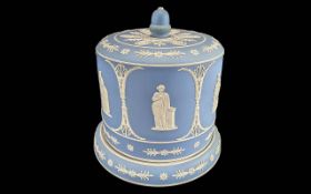 Large Lidded Blue & White Adams Style Cheese Dish, measures 12'' high.