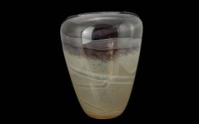 Three Studio Style Glass Pieces, to include two vases and a centrepiece, together with eight blue