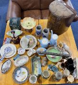 Box of Miscellaneous Pottery to include tankards, pottery, ornaments, part tea service, Malling