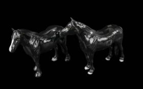 Beswick Pair of Handpainted Ponies, 1. 'Maisie' Dales Pony (Black Gloss), designer A Gredington,