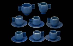 Carlton Ware - 1930's Art Deco Moderne Blue Colour way ( 14 ) Piece Coffee Set. Ref No 1246.