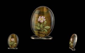 A Stunning Hand Painted Flower & Silver Mounted Signed Stella Reading Small Ornament. Signed
