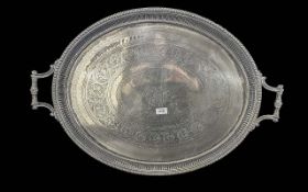 Silver Plated Tray of Large Proportions. Great Design and Quality. Approx Size Including Handles