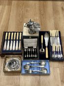 Collection of Silver Plate Ware, Includes Cutlery, Butter Dish etc - Please See Photo.
