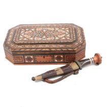 Middle Eastern knife, and an inlaid box,