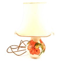 Moorcroft Pottery - an Hibiscus pattern table lamp.