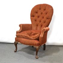 Late Victorian mahogany framed easy chair and a Victorian style chair,