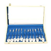 Set of twelve Dutch white metal Apostle spoons,