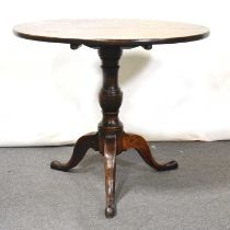 George III oak and elm tilt top tripod table,