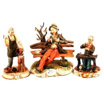 Four Capodimonte and other continental tramp figures.