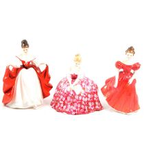 Collection of Royal Doulton lady figurines, seven boxed, the others loose, various sizes 21cm and