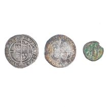 Henry VIII groat, Elizabeth I sixpence, Roman coin.