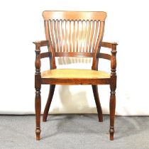 Late Victorian walnut elbow chair,