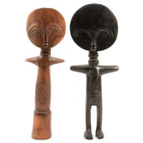 Two Asante style carved hardwood figures,