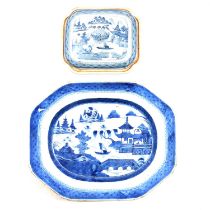 Chinese export porcelain meatplate and a similar tureen,