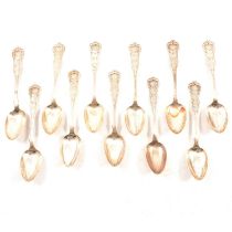 Eleven Scottish silver Kings pattern teaspoons,