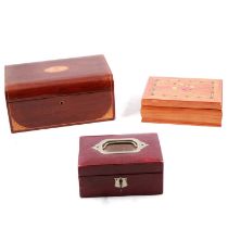 Victorian leather bound jewellery box and other boxes,