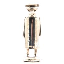 Edwardian novelty silver pepper shaker, a stylised chauffeur, Cornelius Desormeaux Saunders, Chester