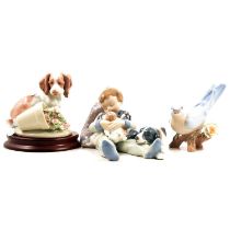 Small collection of Lladro bird and animal models,