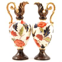 Pair of Victorian pottery ewers,
