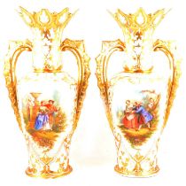 Pair of large French porcelain vases,