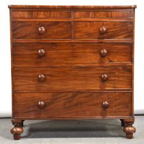 Victorian mahogany chest, two secret drawers over two short and three long graduating drawers,
