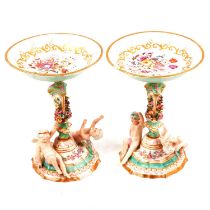 Pair of Meissen style porcelain tazza,