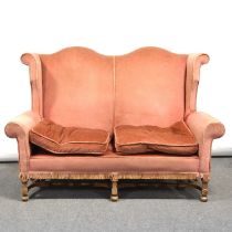 Large wing-back settee,
