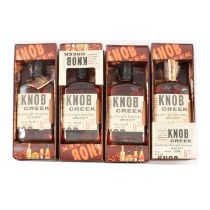 Four bottles of Knob Creek, 9 year old, Kentucky Straight Bourbon whiskey