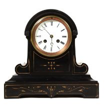 Victorian black marble mantel clock,